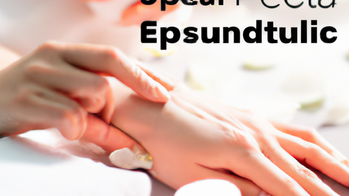 alt_text: Relaxing spa scene with hands applying moisturizer surrounded by skincare products.