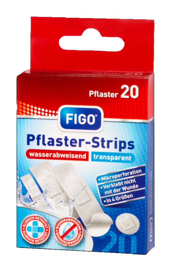 FIGO Pflaster Strips wasserabweisend, transparent - 20er Pflaster-Strips 10003