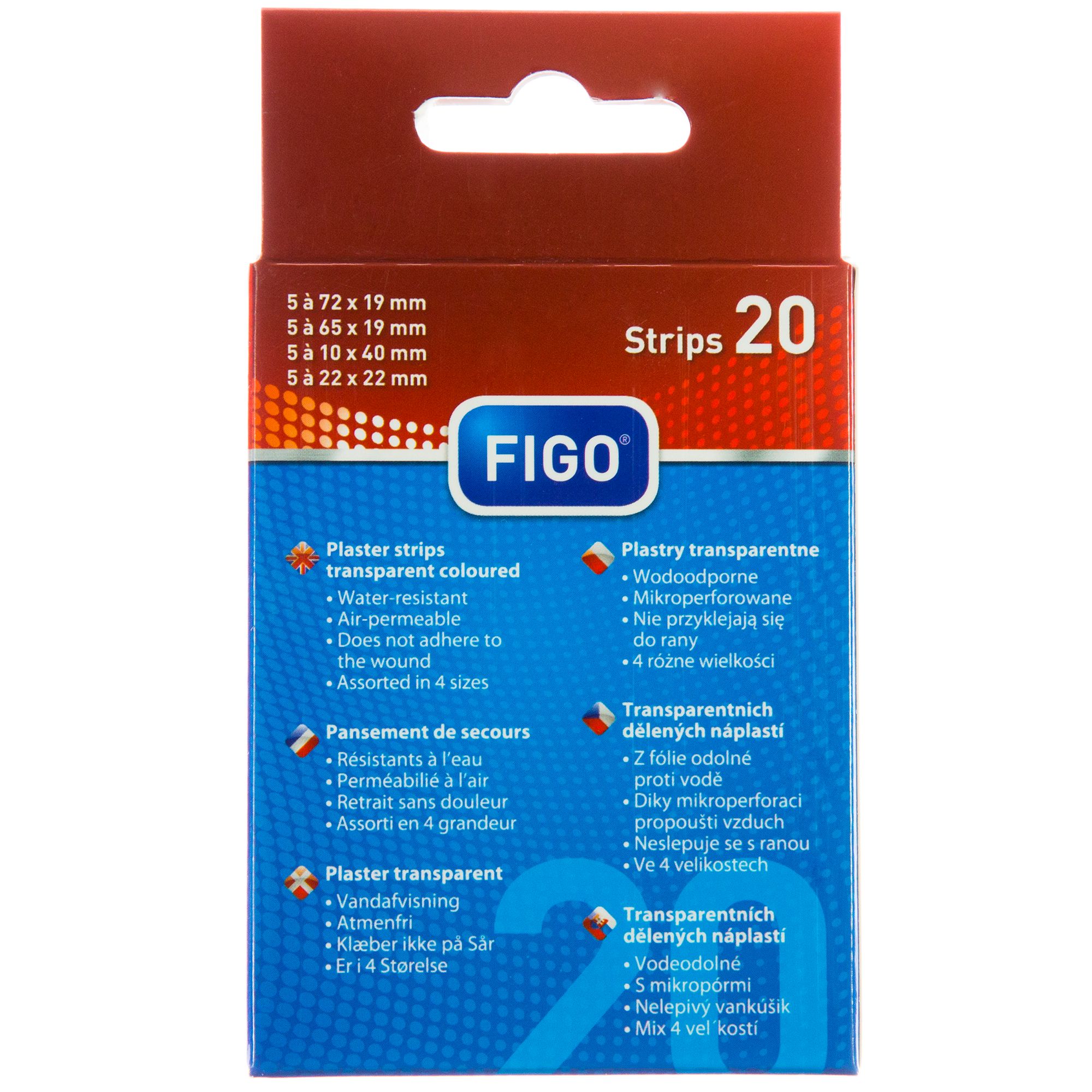 FIGO Pflaster Strips wasserabweisend, transparent - 20er Pflaster-Strips 10003 back