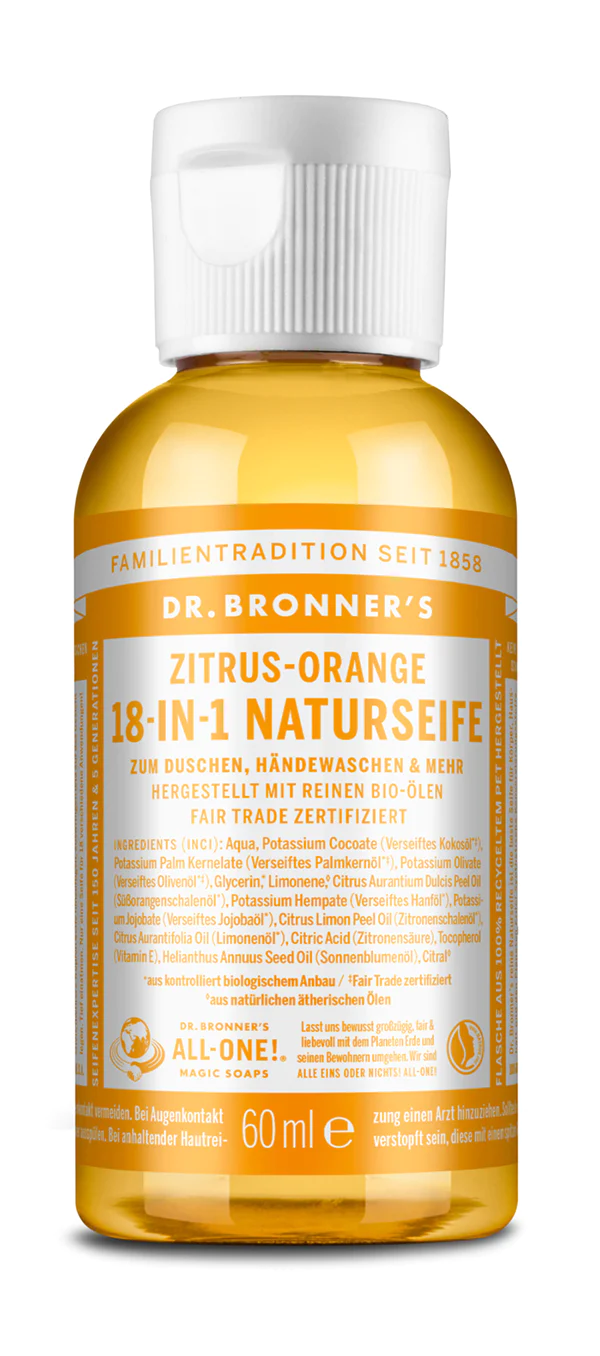 Dr Bronner 18-IN-1 NATURSEIFE Zitrus-Orange 60ml