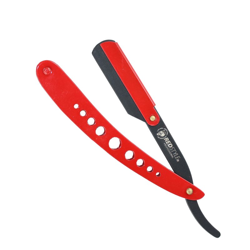 Redstyle Professional Rasiermesser Barber Razor Black Red + Etui Barbier Rasier Messer für präzise Bart-Nassrasur