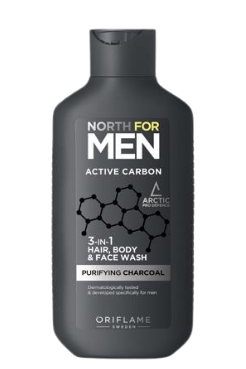 North For Men Active Carbon 3-in-1 Haar, Körper und Gesichts-Waschgel