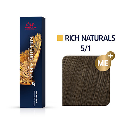 WELLA KOLESTON PERFECT Rich Naturals, Permanente Haarfarbe Friseur 51 Hellbraun Asch