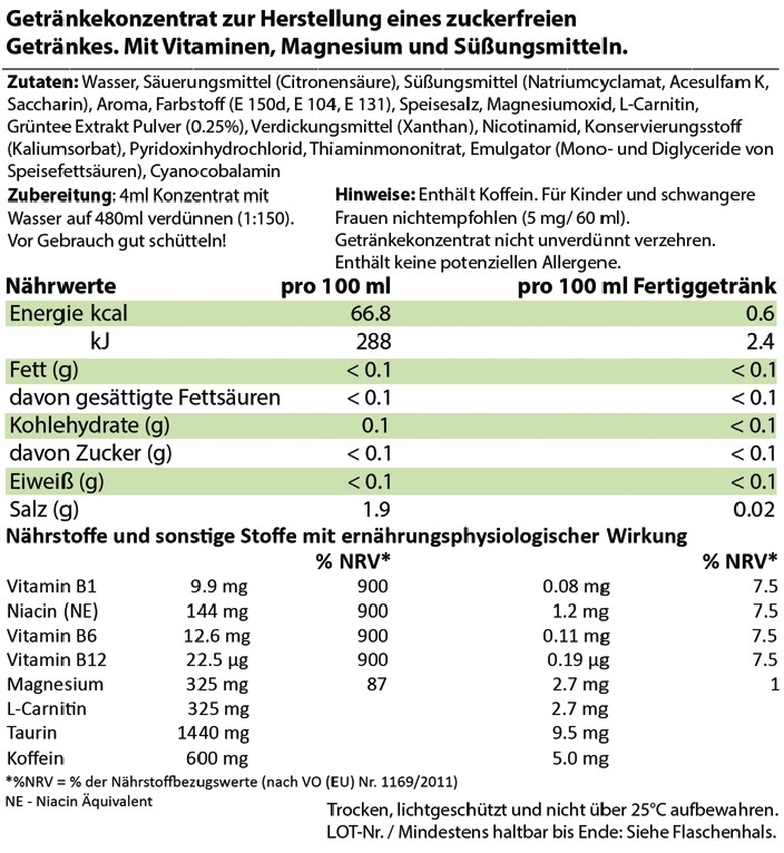 HC Refresh Liquid Kirsch-Banane Konzentrat 1zu150 - Zuckerfreier Sirup inhaltsstoffe