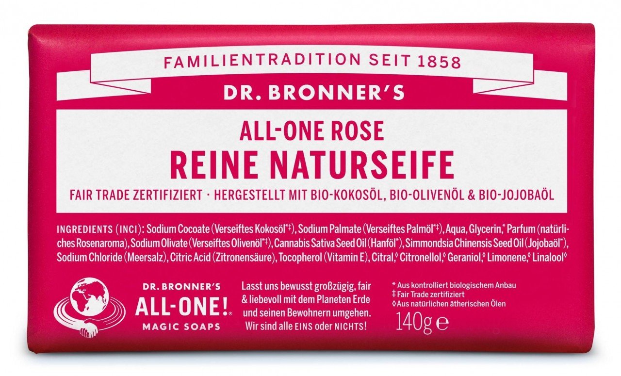 DR. BRONNER REINE NATURSEIFE ROSE  Körperseife  140g