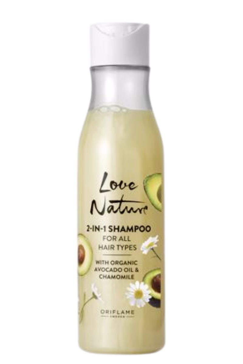 Love Nature 2-in-1 Shampoo für alle Haartypen mit Bio Avocadoöl und Kamille