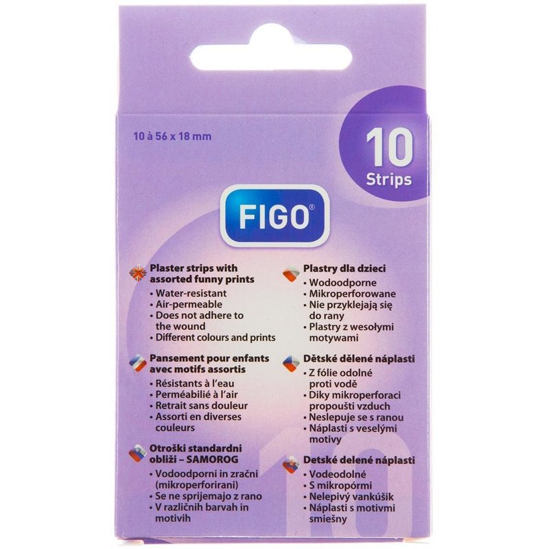 Figo Pflaster-Strips für Kinder Einhörner - Kinderpflaster mit Motiven - Wasserabweisend, hautfreundlich - 10 Pflaster rückseite