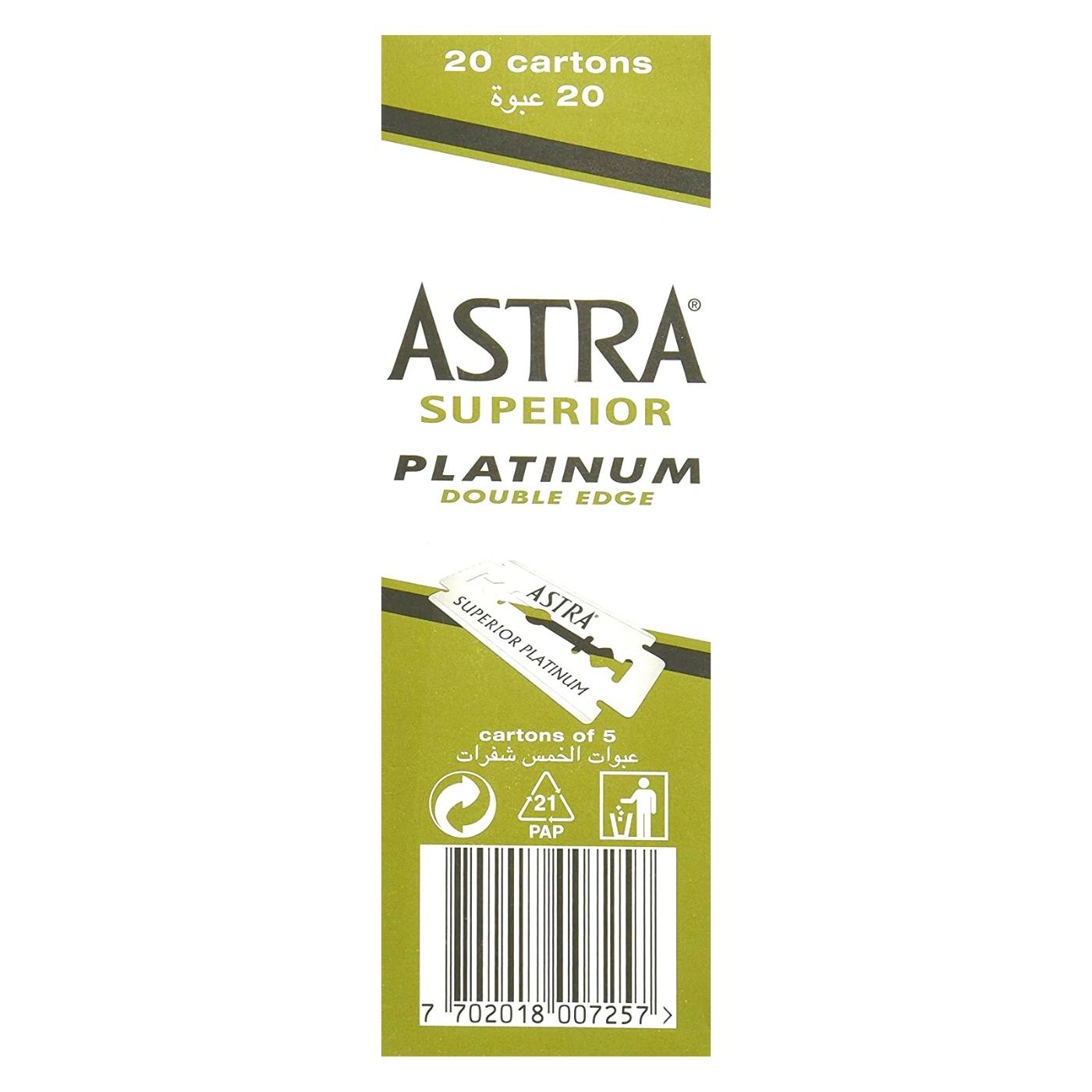 Astra Rasierklingen Superior Platinum Double Edge - Rasierklingen für Rasierhobel - Packungsinhalt 100 Stück rückseite