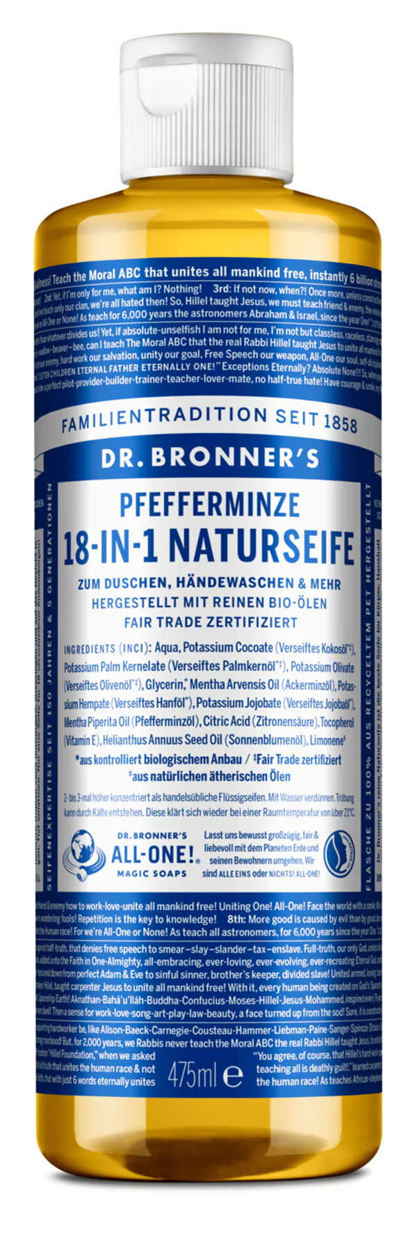 Dr Bronner 18-IN-1 NATURSEIFE Pfefferminze 475ml