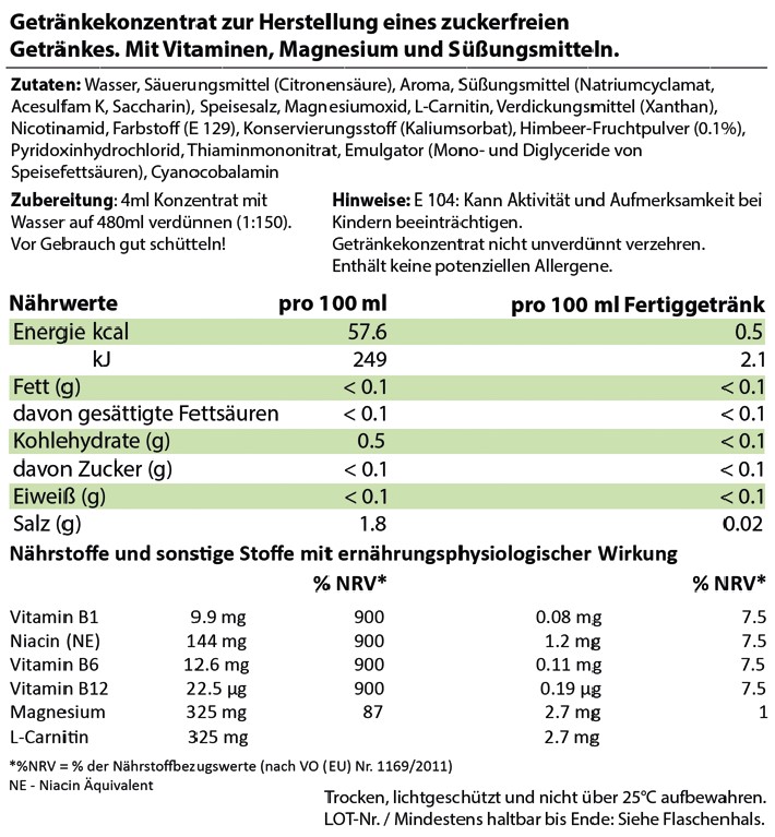 XAXX HC Refresh Liquid himbeere Konzentrat 1zu150 - Zuckerfreier Sirup zutaten