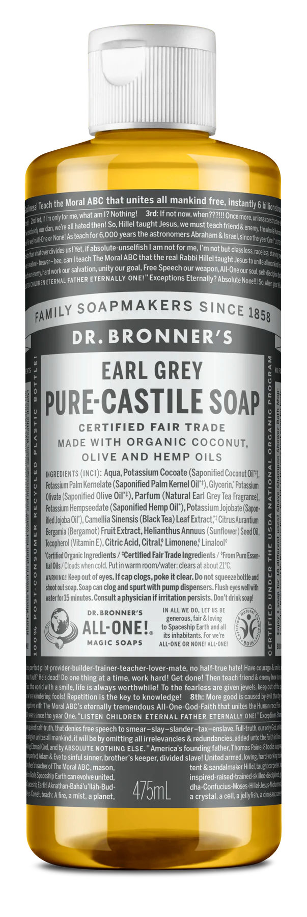Dr. Bronner 18-IN-1 NATURSEIFE Earl Grey 475 ml  Bio-Naturkosmetik