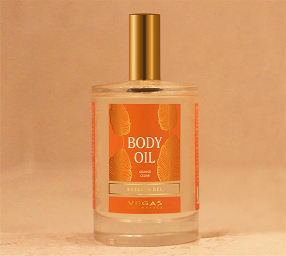 V 2egas Cosmetics Massageöl Orange-Zeder mit Aloe Vera